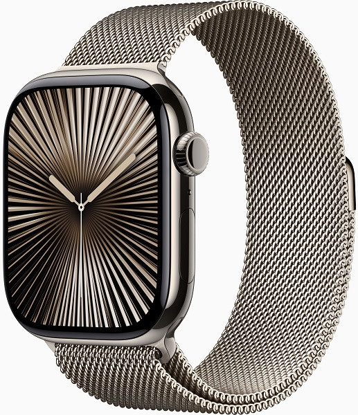 Apple Watch Series 10 GPS + Cellular 46mm Natural Titanium Case with S/M Natural Milanese Loop