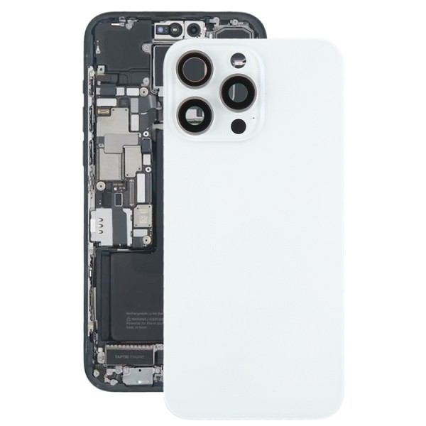 Battery Back Cover with Camera Lens Cover + MagSafe Magnet for iPhone 15 Pro Max (White)