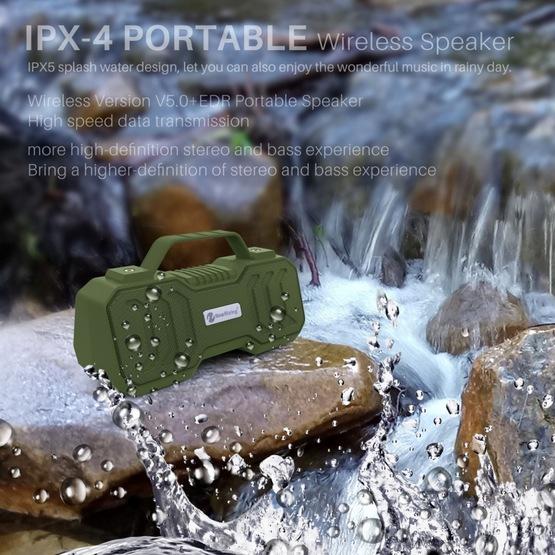 NewRixing NR-4500 Portable Wireless Bluetooth Stereo Speaker Army Green