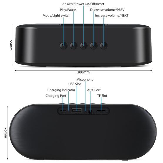 S6 10W Portable Bluetooth 5.0 Wireless Stereo Bass Hifi Speaker